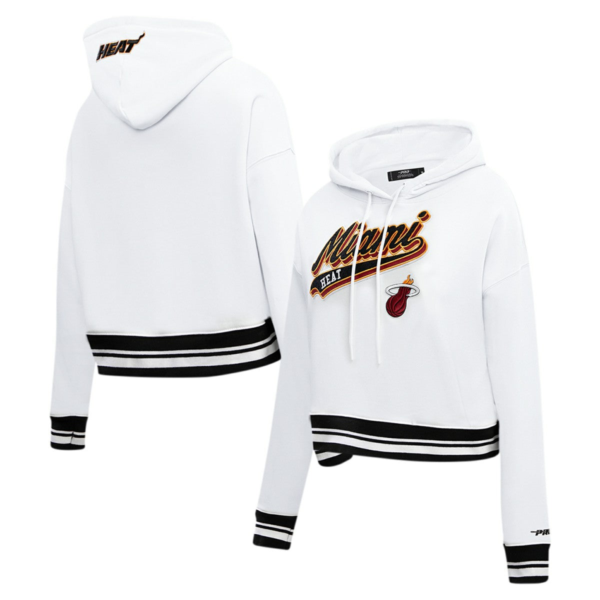 NBA - Miami Heat Pro Standard Women's Script Tail Cropped Pullover Hoodie - White