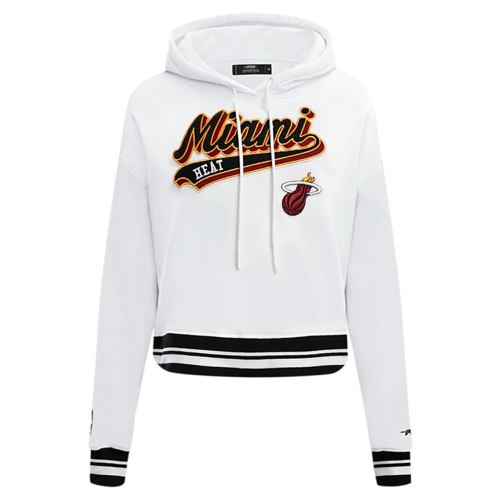 NBA - Miami Heat Pro Standard Women's Script Tail Cropped Pullover Hoodie - White