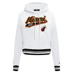NBA - Miami Heat Pro Standard Women's Script Tail Cropped Pullover Hoodie - White