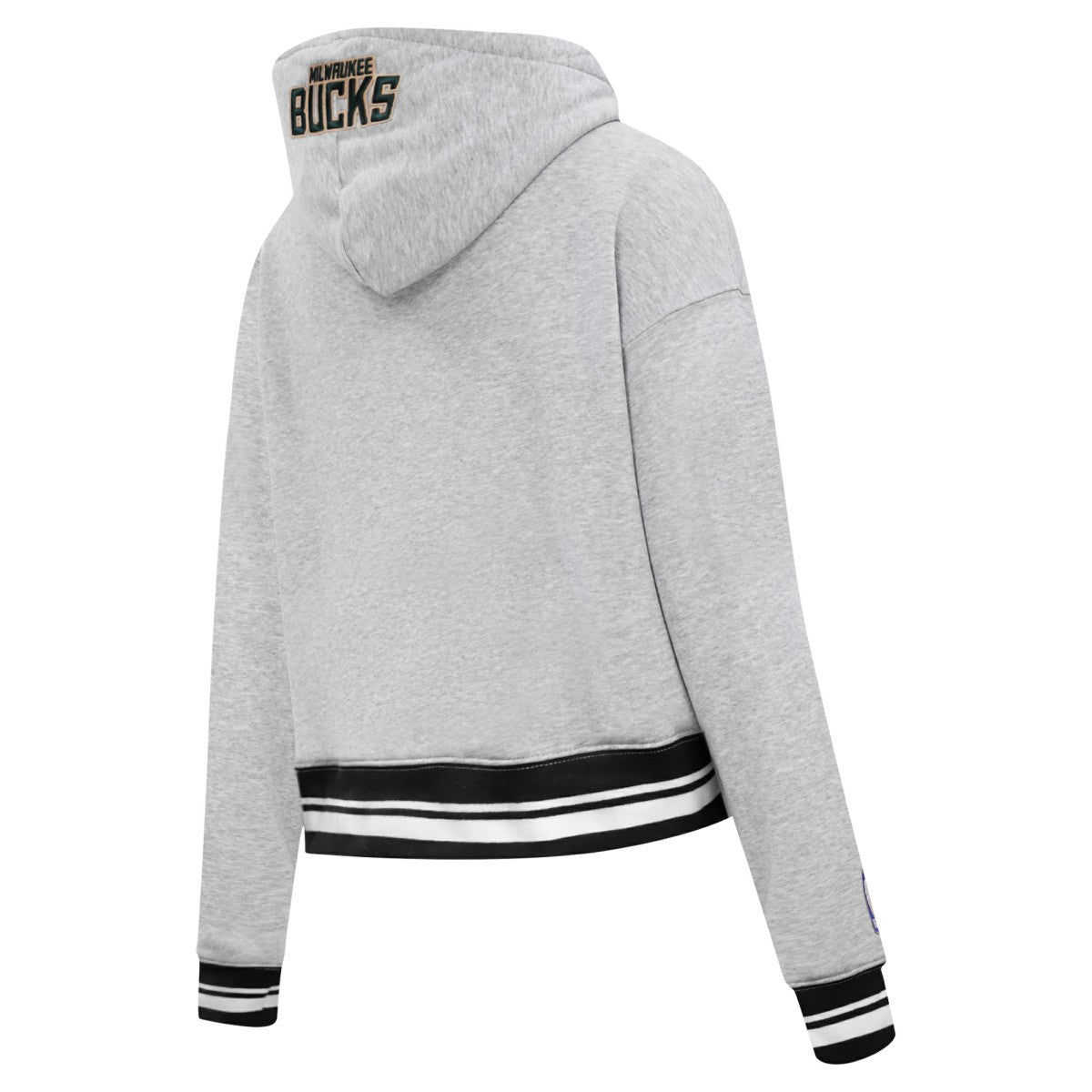NBA - Milwaukee Bucks Pro Standard Women's Script Tail Cropped Pullover Hoodie - Heather Gray