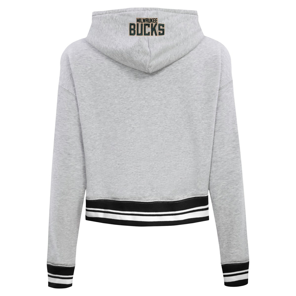NBA - Milwaukee Bucks Pro Standard Women's Script Tail Cropped Pullover Hoodie - Heather Gray