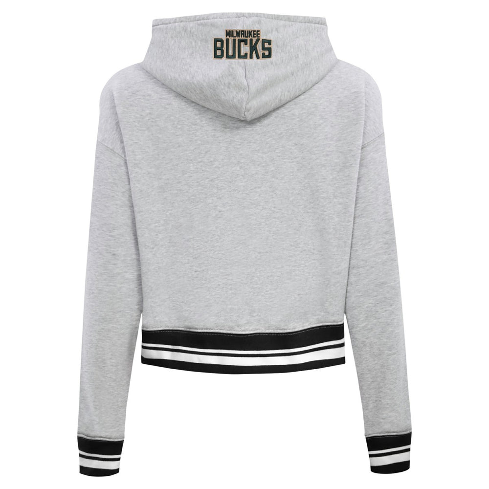 NBA - Milwaukee Bucks Pro Standard Women's Script Tail Cropped Pullover Hoodie - Heather Gray