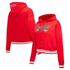 NBA - New Orleans Pelicans Pro Standard Women's Script Tail Cropped Pullover Hoodie - Red