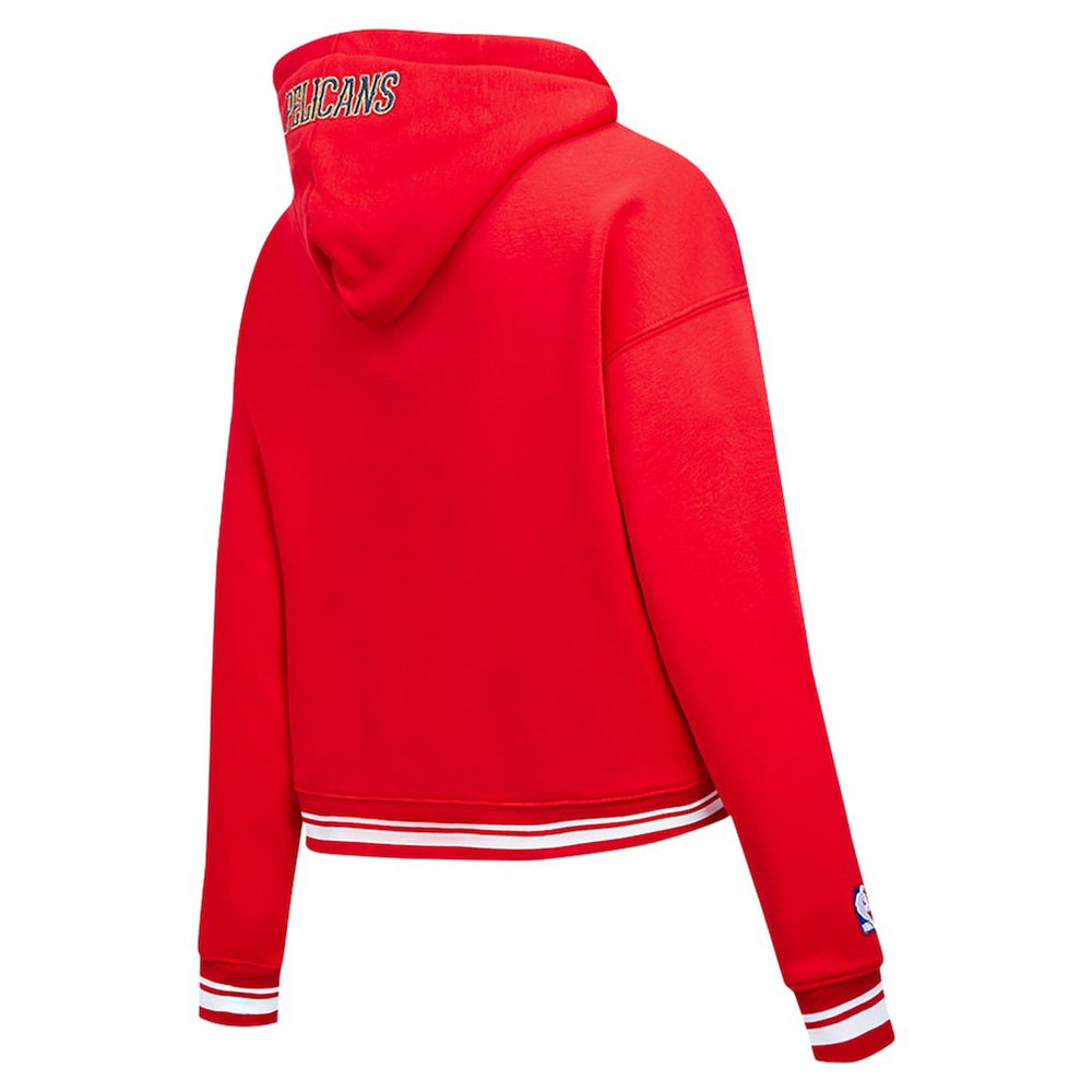 NBA - New Orleans Pelicans Pro Standard Women's Script Tail Cropped Pullover Hoodie - Red