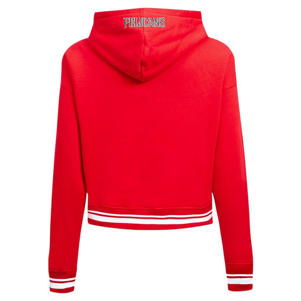 NBA - New Orleans Pelicans Pro Standard Women's Script Tail Cropped Pullover Hoodie - Red
