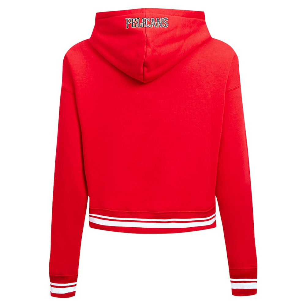 NBA - New Orleans Pelicans Pro Standard Women's Script Tail Cropped Pullover Hoodie - Red