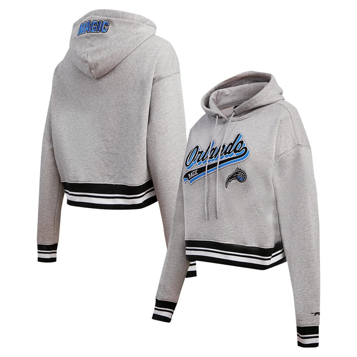 NBA - Orlando Magic Pro Standard Women's Script Tail Cropped Pullover Hoodie - Heather Gray