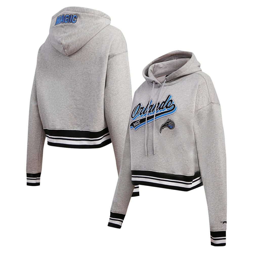 NBA - Orlando Magic Pro Standard Women's Script Tail Cropped Pullover Hoodie - Heather Gray