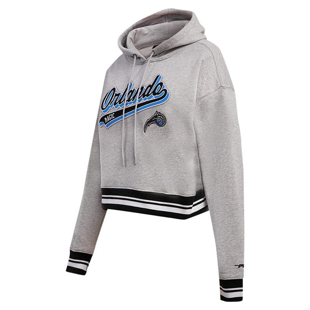 NBA - Orlando Magic Pro Standard Women's Script Tail Cropped Pullover Hoodie - Heather Gray