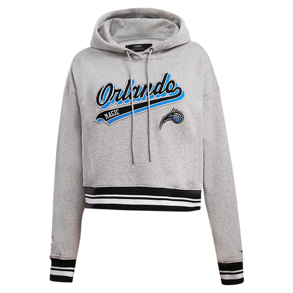 NBA - Orlando Magic Pro Standard Women's Script Tail Cropped Pullover Hoodie - Heather Gray