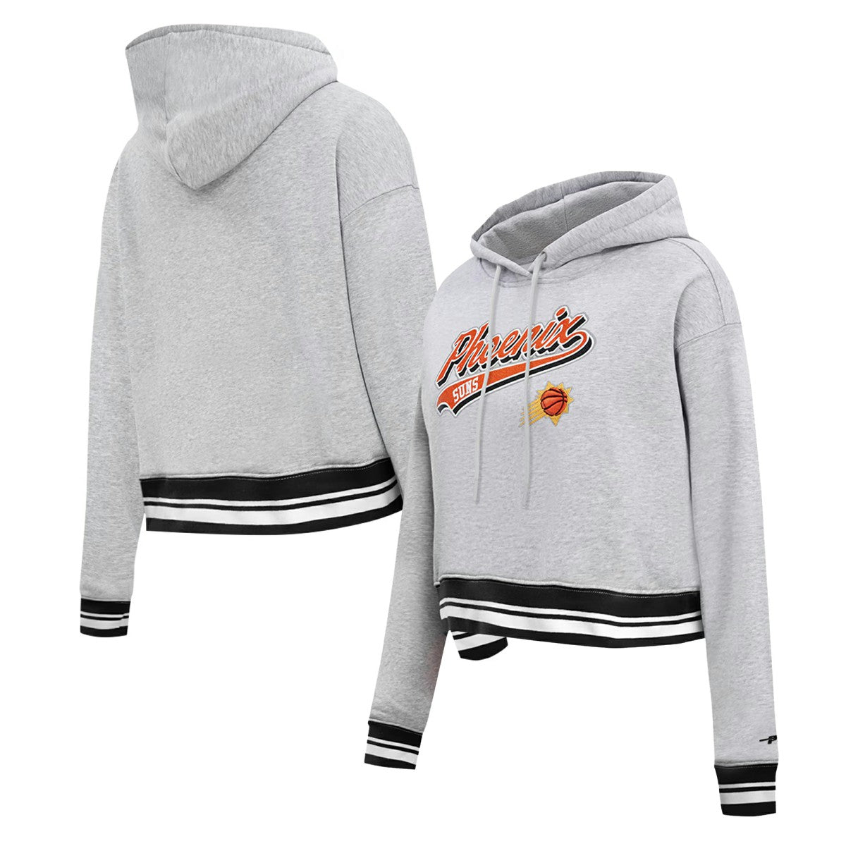 NBA - Phoenix Suns Pro Standard Women's Script Tail Cropped Pullover Hoodie - Heather Gray