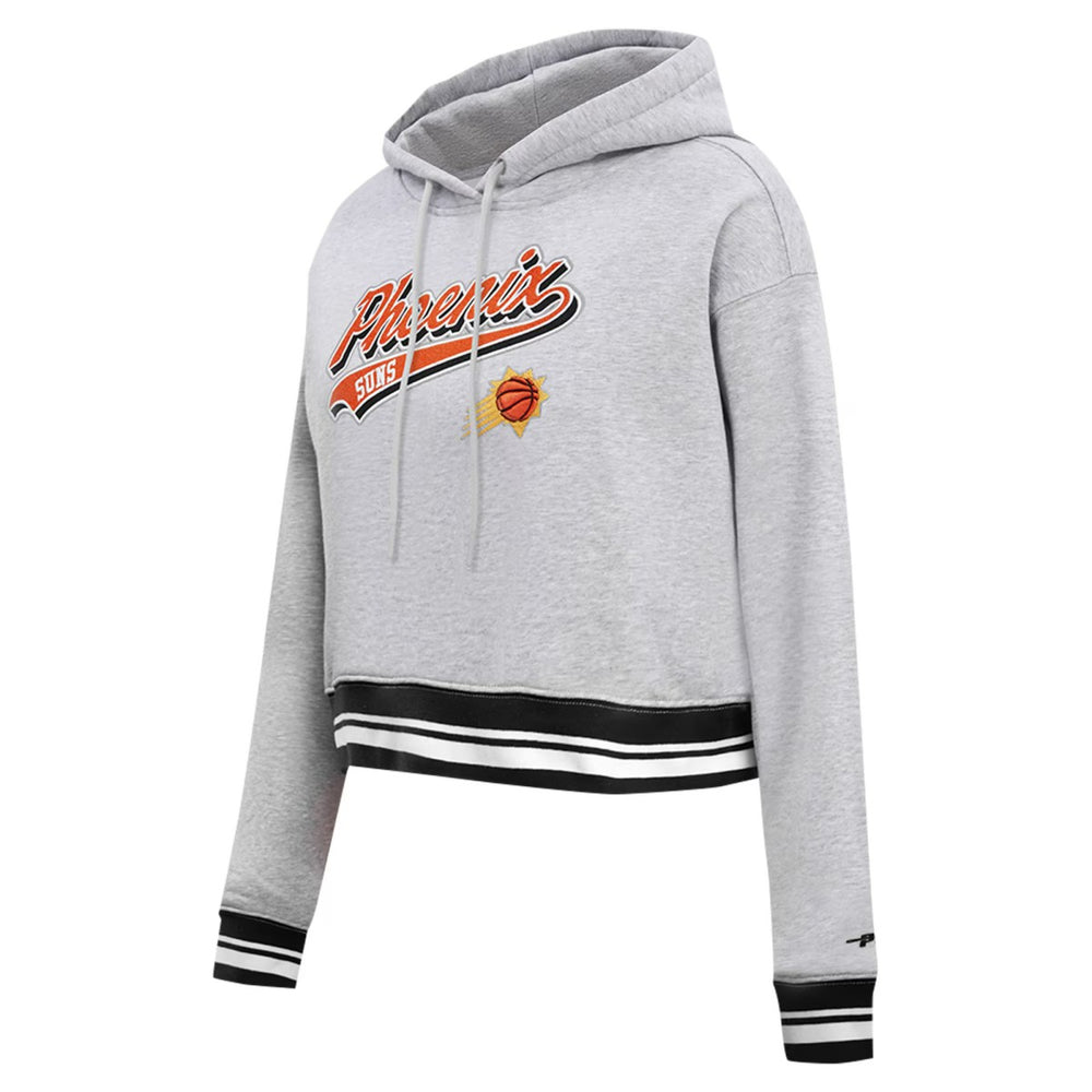 NBA - Phoenix Suns Pro Standard Women's Script Tail Cropped Pullover Hoodie - Heather Gray