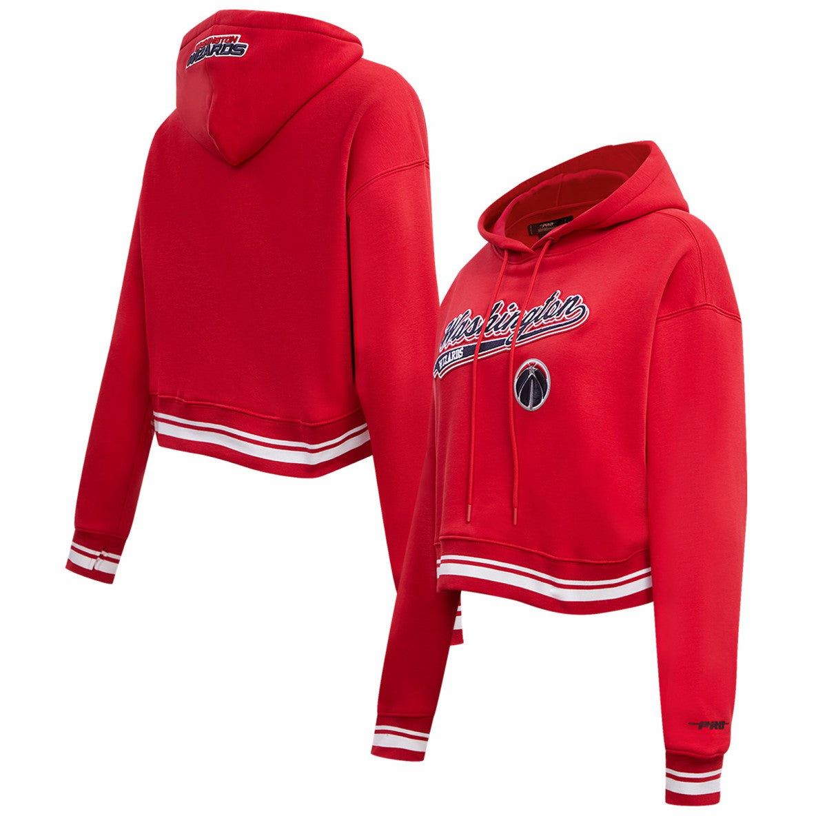 NBA - Washington Wizards Pro Standard Women's Script Tail Cropped Pullover Hoodie - Red