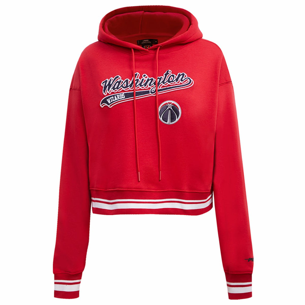 NBA - Washington Wizards Pro Standard Women's Script Tail Cropped Pullover Hoodie - Red