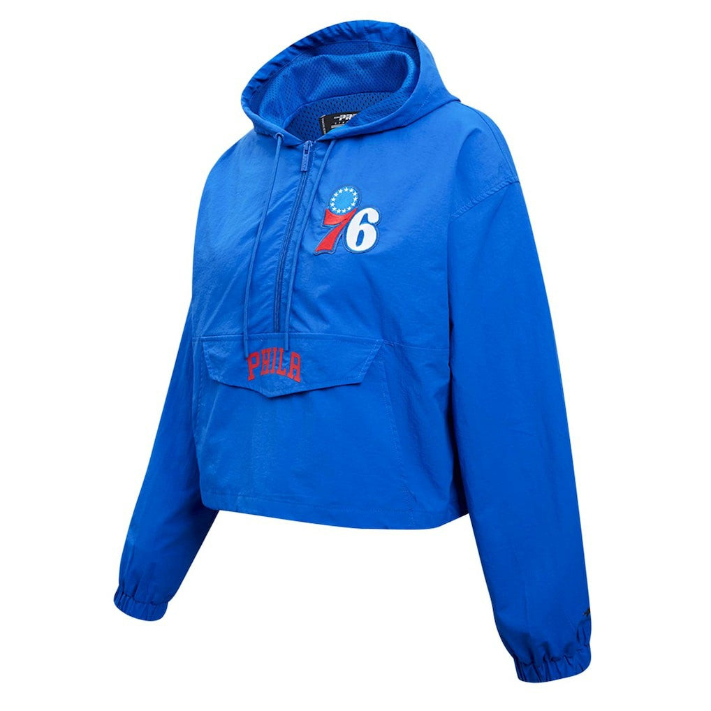 NBA - Philadelphia 76ers Pro Standard Classic Wind Woven Cropped Half-Zip Jacket - Royal
