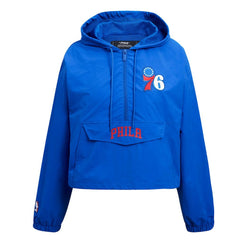 NBA - Philadelphia 76ers Pro Standard Classic Wind Woven Cropped Half-Zip Jacket - Royal
