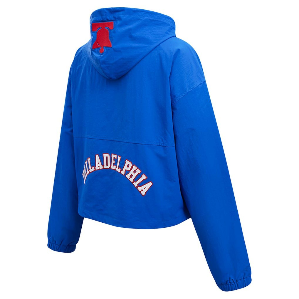 NBA - Philadelphia 76ers Pro Standard Classic Wind Woven Cropped Half-Zip Jacket - Royal