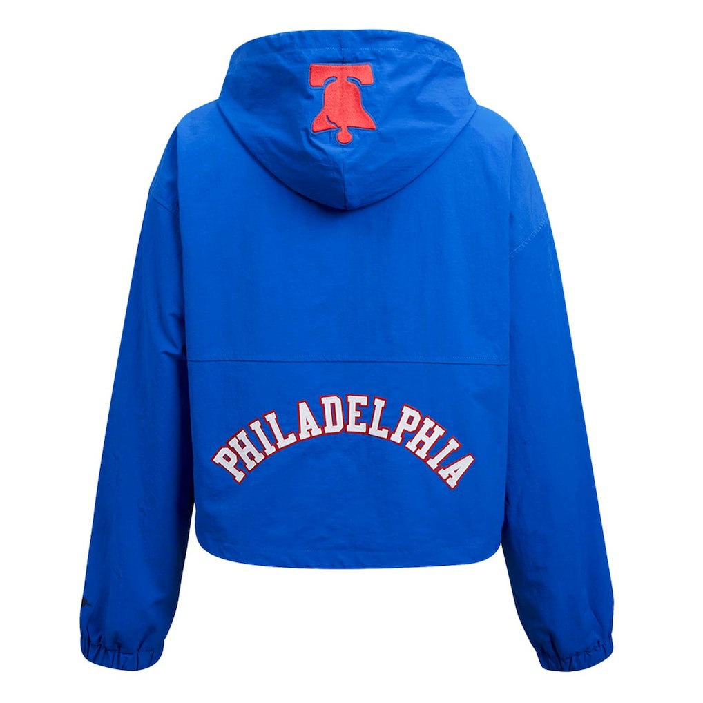 NBA - Philadelphia 76ers Pro Standard Classic Wind Woven Cropped Half-Zip Jacket - Royal