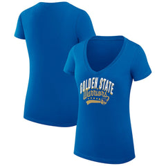 NBA - Golden State Warriors G-III 4Her by Carl Banks Women's Super-Slim Fit Lightweight Filigree Logo V-Neck T-Shirt - Royal