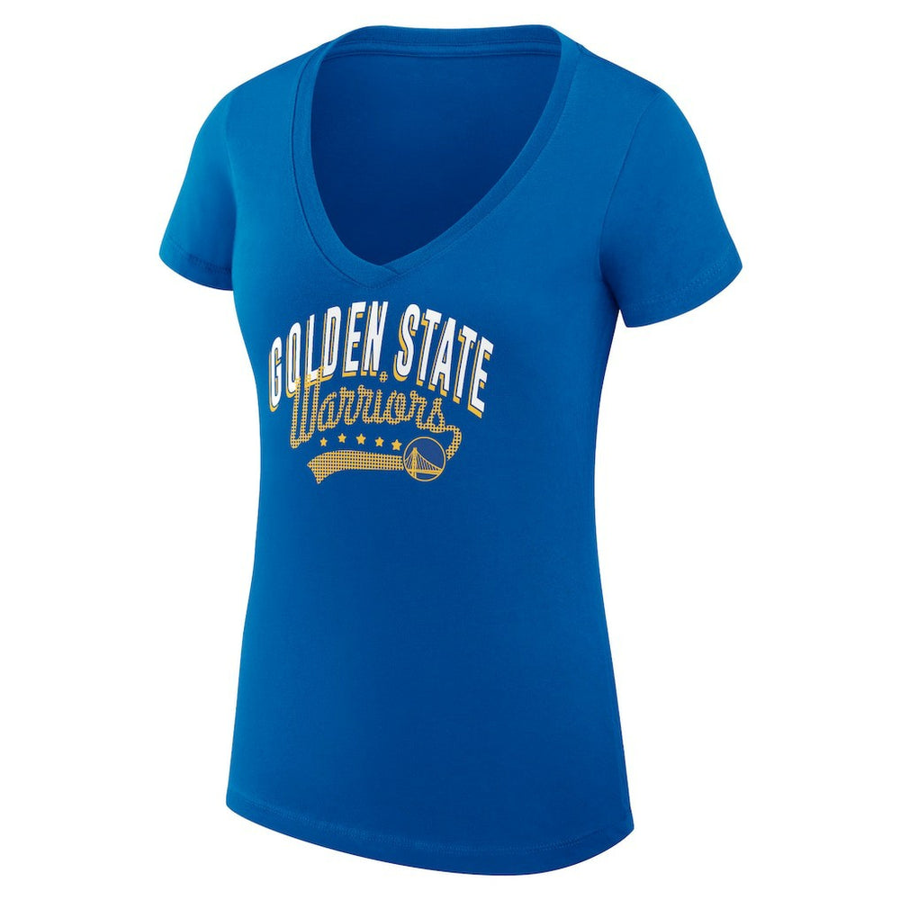 NBA - Golden State Warriors G-III 4Her by Carl Banks Women's Super-Slim Fit Lightweight Filigree Logo V-Neck T-Shirt - Royal