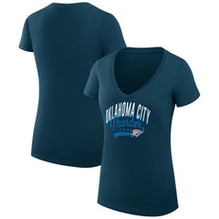NBA - Oklahoma City Thunder G-III 4Her by Carl Banks Women's Super-Slim Fit Lightweight Filigree Logo V-Neck T-Shirt - Navy