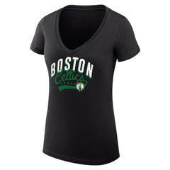 NBA - Boston Celtics G-III 4Her by Carl Banks Women's Super-Slim Fit Lightweight Filigree Logo V-Neck T-Shirt - Black