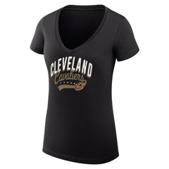 NBA - Cleveland Cavaliers G-III 4Her by Carl Banks Women's Super-Slim Fit Lightweight Filigree Logo V-Neck T-Shirt - Black