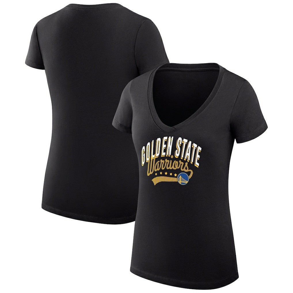 NBA - Golden State Warriors G-III 4Her by Carl Banks Women's Super-Slim Fit Lightweight Filigree Logo V-Neck T-Shirt - Black