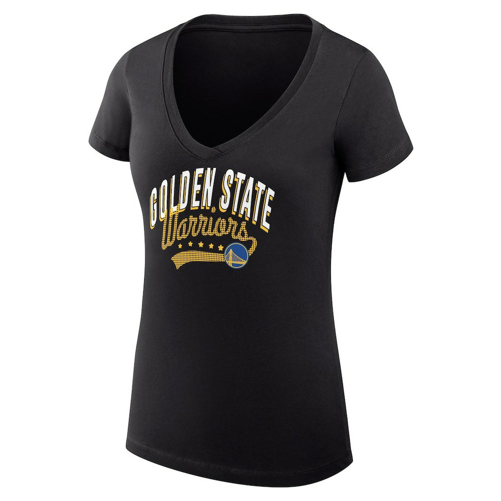 NBA - Golden State Warriors G-III 4Her by Carl Banks Women's Super-Slim Fit Lightweight Filigree Logo V-Neck T-Shirt - Black