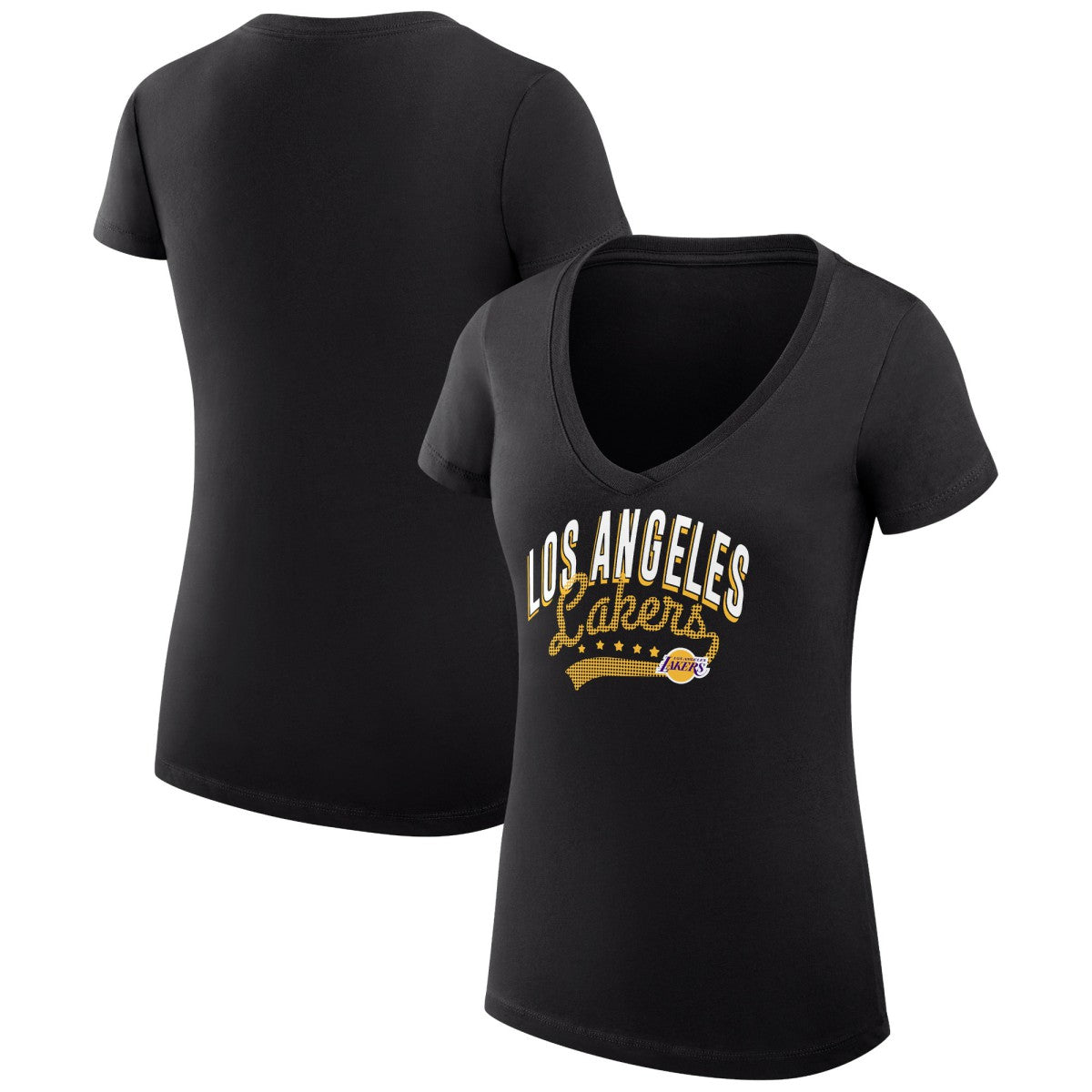 NBA - Los Angeles Lakers G-III 4Her by Carl Banks Women's Super-Slim Fit Lightweight Filigree Logo V-Neck T-Shirt - Black