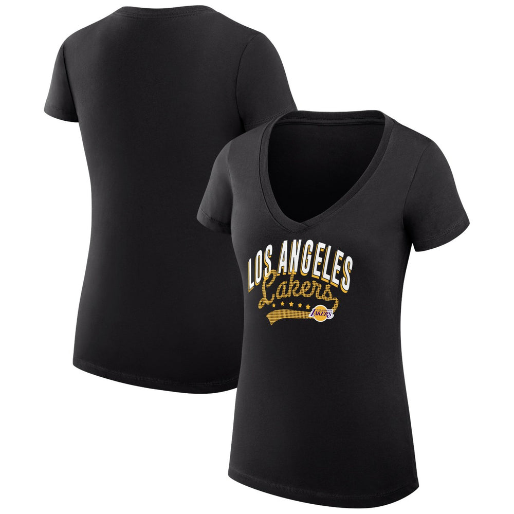 NBA - Los Angeles Lakers G-III 4Her by Carl Banks Women's Super-Slim Fit Lightweight Filigree Logo V-Neck T-Shirt - Black