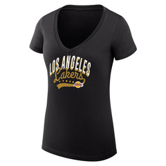 NBA - Los Angeles Lakers G-III 4Her by Carl Banks Women's Super-Slim Fit Lightweight Filigree Logo V-Neck T-Shirt - Black