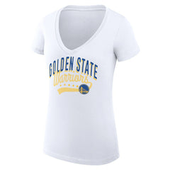 NBA - Golden State Warriors G-III 4Her by Carl Banks Women's Super-Slim Fit Lightweight Filigree Logo V-Neck T-Shirt - White