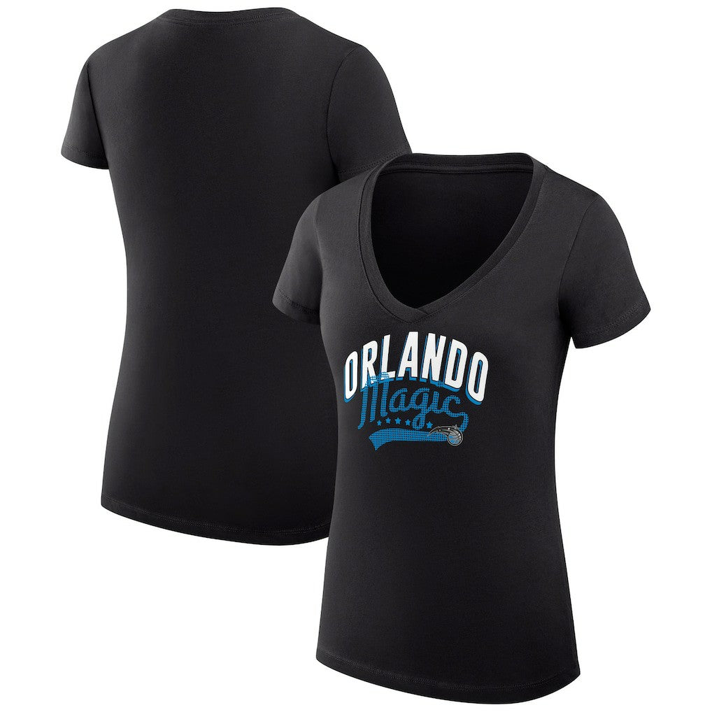 NBA - Orlando Magic G-III 4Her by Carl Banks Women's Super-Slim Fit Lightweight Filigree Logo V-Neck T-Shirt - Black