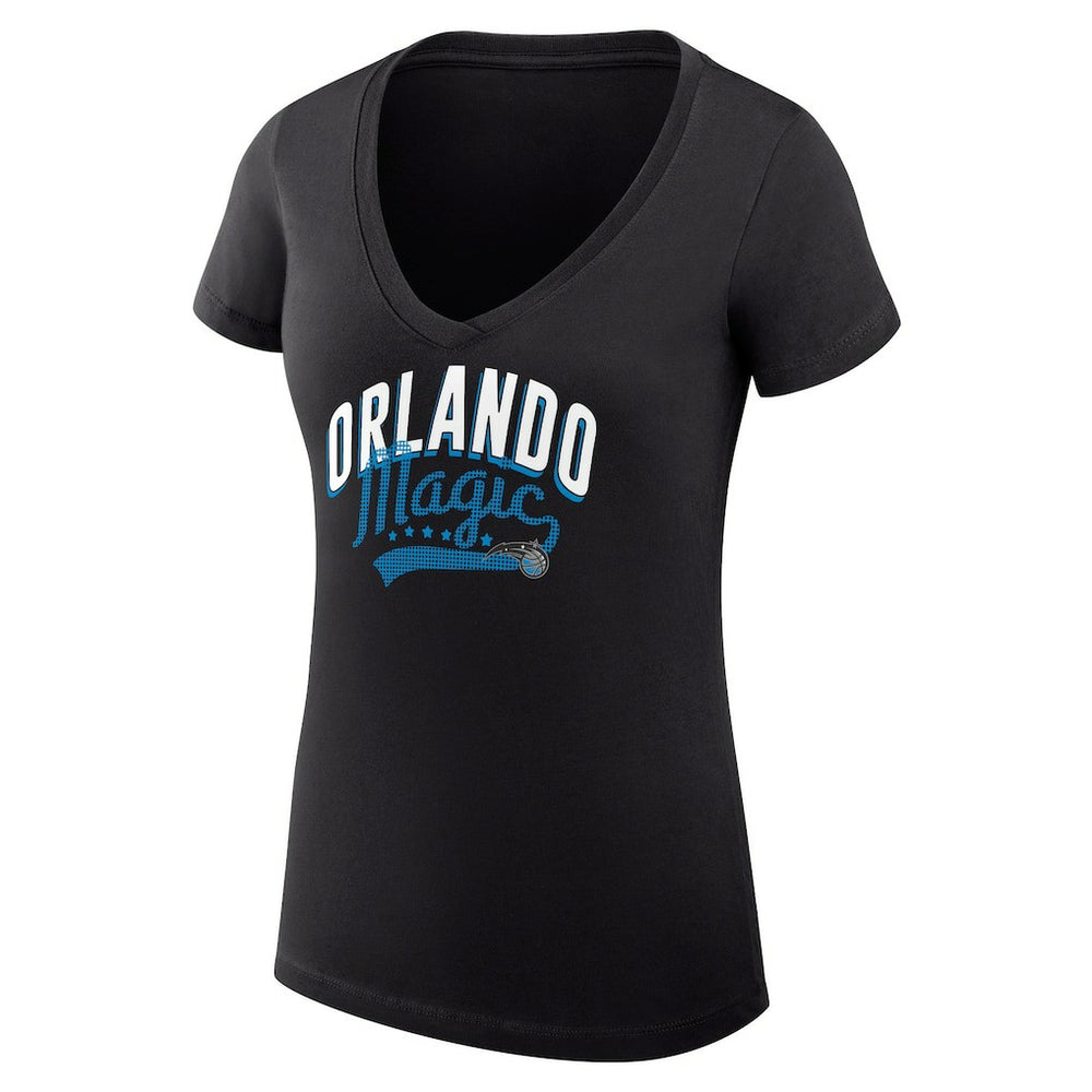 NBA - Orlando Magic G-III 4Her by Carl Banks Women's Super-Slim Fit Lightweight Filigree Logo V-Neck T-Shirt - Black