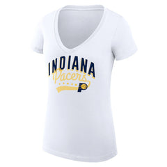 NBA - Indiana Pacers G-III 4Her by Carl Banks Women's Super-Slim Fit Lightweight Filigree Logo V-Neck T-Shirt - White