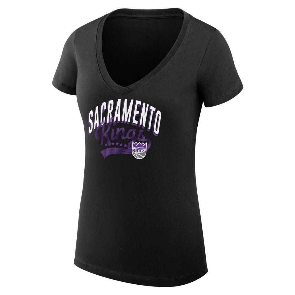 NBA - Sacramento Kings G-III 4Her by Carl Banks Women's Super-Slim Fit Lightweight Filigree Logo V-Neck T-Shirt - Black