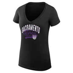 NBA - Sacramento Kings G-III 4Her by Carl Banks Women's Super-Slim Fit Lightweight Filigree Logo V-Neck T-Shirt - Black