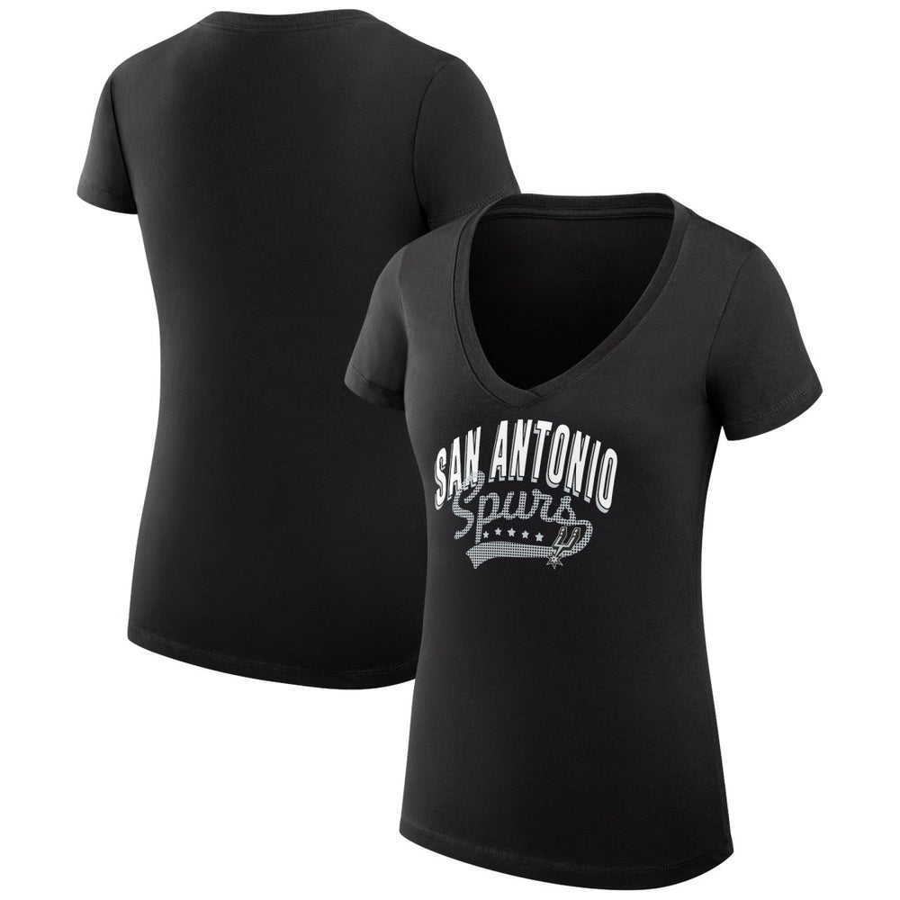 NBA - San Antonio Spurs G-III 4Her by Carl Banks Women's Super-Slim Fit Lightweight Filigree Logo V-Neck T-Shirt - Black
