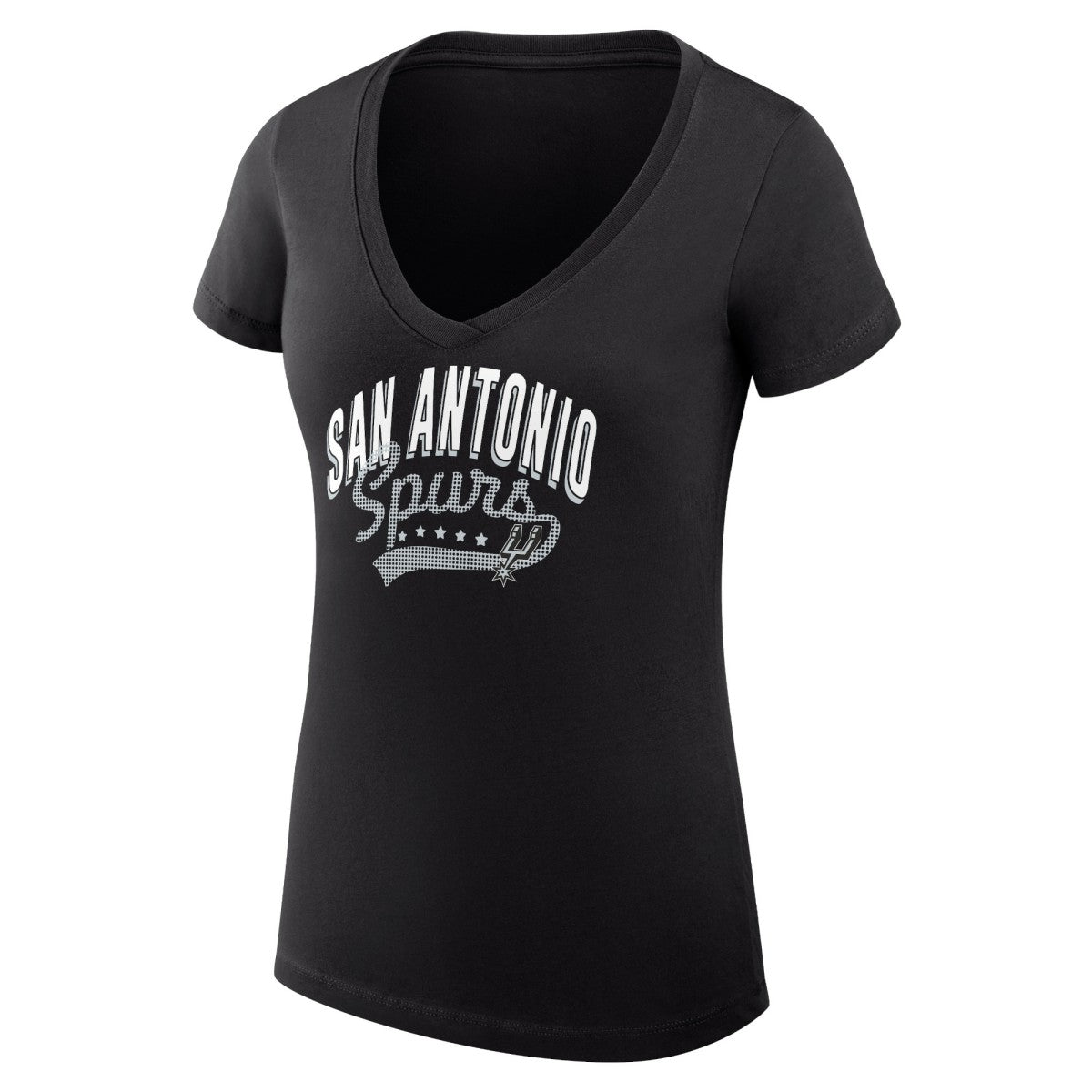 NBA - San Antonio Spurs G-III 4Her by Carl Banks Women's Super-Slim Fit Lightweight Filigree Logo V-Neck T-Shirt - Black