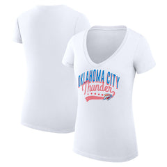 NBA - Oklahoma City Thunder G-III 4Her by Carl Banks Women's Super-Slim Fit Lightweight Filigree Logo V-Neck T-Shirt - White