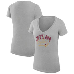 NBA - Cleveland Cavaliers G-III 4Her by Carl Banks Women's Super-Slim Fit Lightweight Filigree Logo V-Neck T-Shirt - Heather Gray