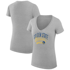 NBA - Golden State Warriors G-III 4Her by Carl Banks Women's Super-Slim Fit Lightweight Filigree Logo V-Neck T-Shirt - Heather Gray
