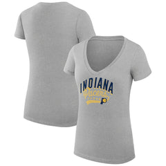 NBA - Indiana Pacers G-III 4Her by Carl Banks Women's Super-Slim Fit Lightweight Filigree Logo V-Neck T-Shirt - Heather Gray