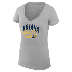 NBA - Indiana Pacers G-III 4Her by Carl Banks Women's Super-Slim Fit Lightweight Filigree Logo V-Neck T-Shirt - Heather Gray