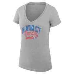 NBA - Oklahoma City Thunder G-III 4Her by Carl Banks Women's Super-Slim Fit Lightweight Filigree Logo V-Neck T-Shirt - Heather Gray