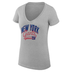 New York Giants G-III 4Her by Carl Banks Women's Super-Slim Fit Lightweight Filigree Logo Lightweight V-Neck T-Shirt – Heather Gray - NFL
