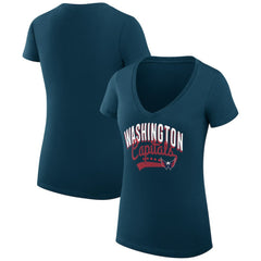 Washington Capitals G-III 4Her by Carl Banks Women's Super-Slim Fit Lightweight Filigree Logo V-Neck T-Shirt – Navy