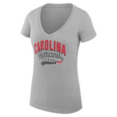 Carolina Hurricanes - G-III 4Her by Carl Banks Women's Super-Slim Fit Lightweight Filigree Logo V-Neck T-Shirt – Gray