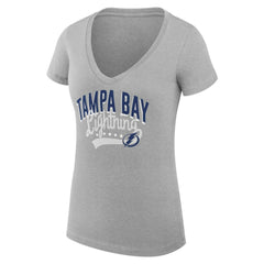 Tampa Bay Lightning - G-III 4Her by Carl Banks Women's Super-Slim Fit Lightweight Filigree Logo V-Neck T-Shirt – Gray